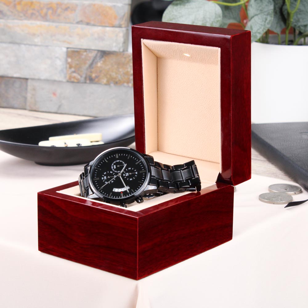 Engraved Watch We've Got Your Six (Charcoal Black) – Men's Watch